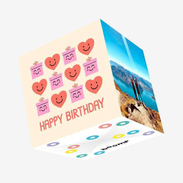 Hearts And Presents Happy Birthday Confetti-exploding Greetings Card
