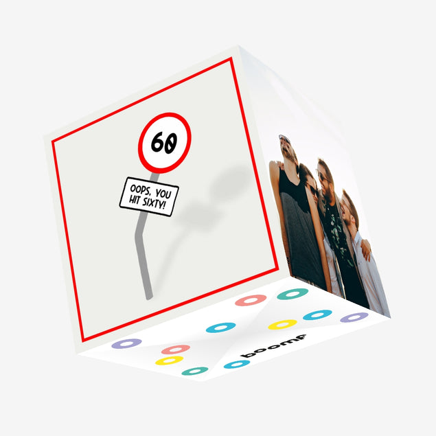 Oops You Hit Sixty Road Sign 60th Birthday Confetti-exploding Greetings Card