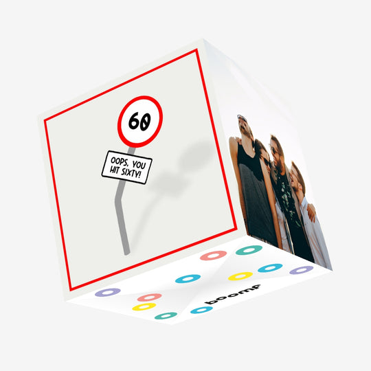Oops You Hit Sixty Road Sign 60th Birthday Confetti-exploding Greetings Card