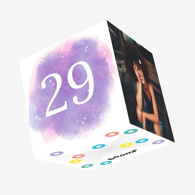 29th Birthday Purple Sky Confetti-exploding Greetings Card