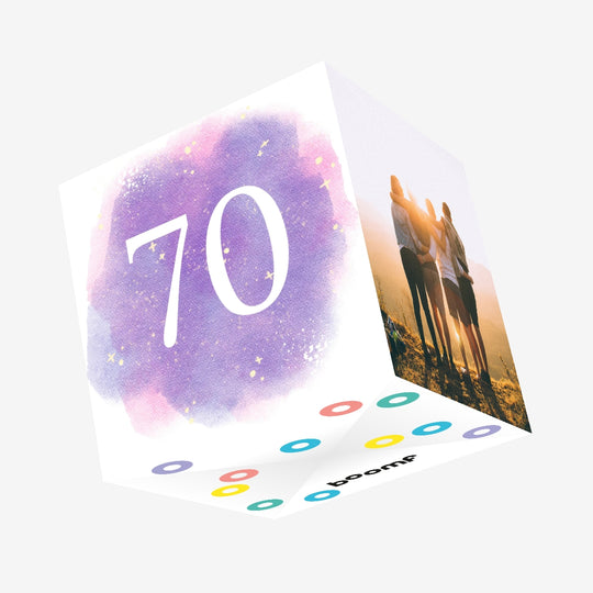 70th Birthday Purple Sky Confetti-exploding Greetings Card