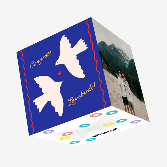Congrats Lovebirds Wedding/Engagement Confetti-exploding Greetings Card
