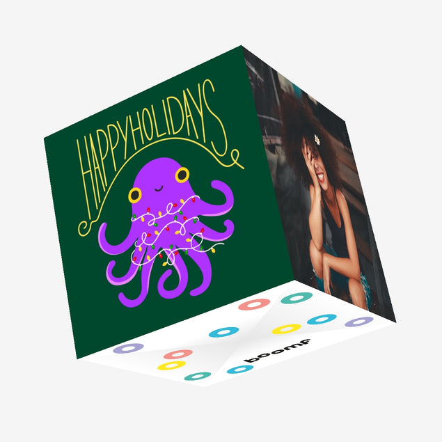 Happy Holidays - Festive Octopus Confetti-exploding Greetings Card
