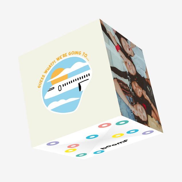 Guess What?! We're Going To... Surprise Vacation Confetti-exploding Greetings Card