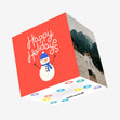 Happy Holidays Snowman Red Confetti-exploding Greetings Card