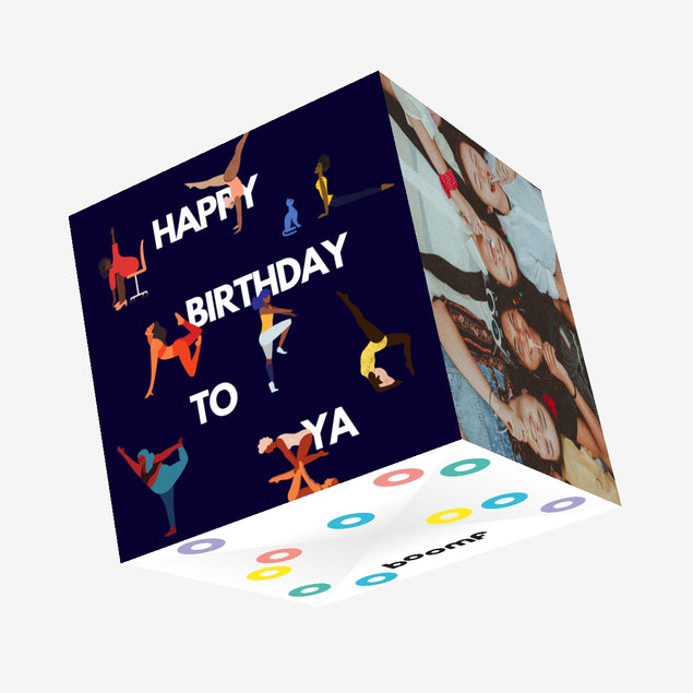 Happy Birthday To Ya Yoga Confetti-exploding Greetings Card