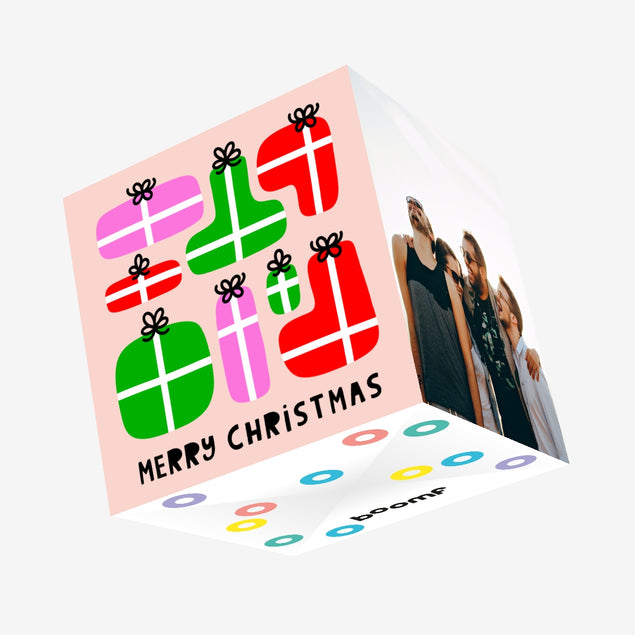 Merry Christmas Colourful Gifts Confetti-exploding Greetings Card