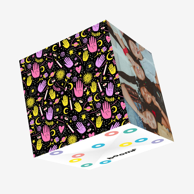 Black Illustrated Magical Confetti-exploding Greetings Card