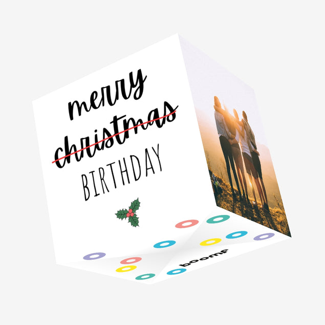 Funny Mistletoe December Merry Birthday Confetti-exploding Greetings Card