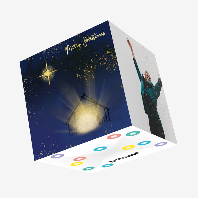 Merry Christmas Bright Light Confetti-exploding Greetings Card