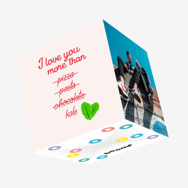 Funny I Love You More Than Kale Valentine's Red Confetti-exploding Greetings Card