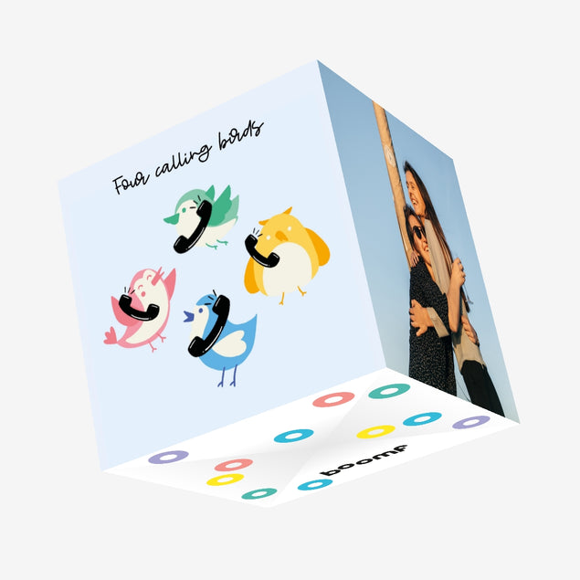 Four Calling Birds Christmas Confetti-exploding Greetings Card