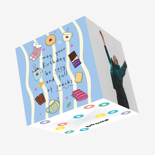Cosy And Full Of Snacks - Birthday Confetti-exploding Greetings Card