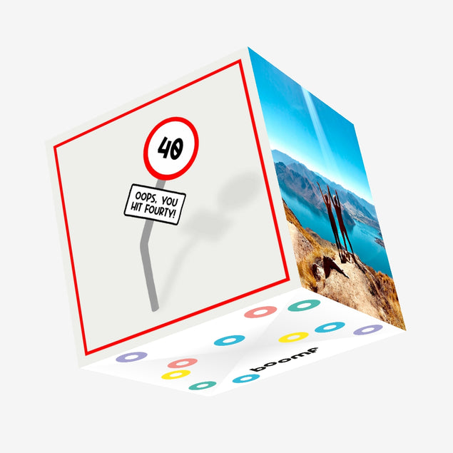 Oops You Hit Fourty Road Sign 40th Birthday Confetti-exploding Greetings Card