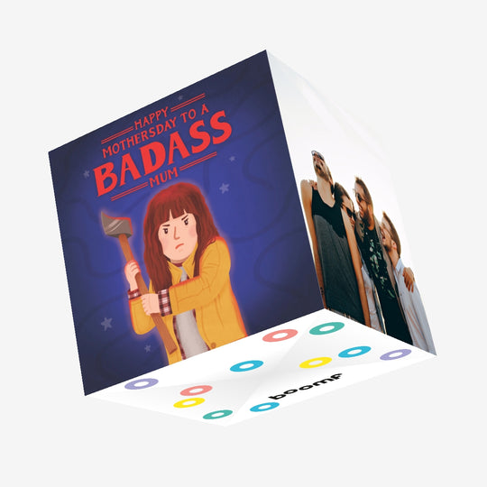 Happy Mother's Day To A Badass Mum Stranger Things Confetti-exploding Greetings Card
