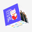 Lucky I've Got You Cute Cat Blue Confetti-exploding Greetings Card