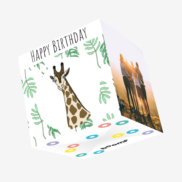 Giraffe Happy Birthday Confetti-exploding Greetings Card