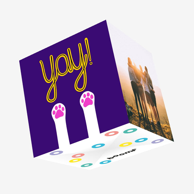 Yay Cat Celebration Confetti-exploding Greetings Card