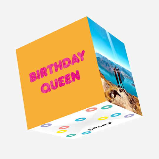 Birthday Queen - Minimalistic Confetti-exploding Greeting Card