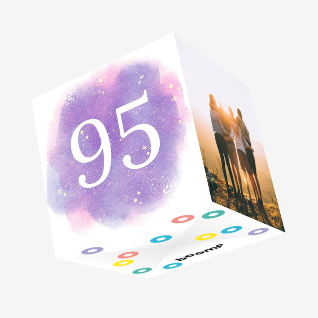 95th Birthday Purple Sky Confetti-exploding Greetings Card
