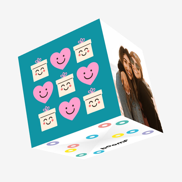 Hearts And Presents Birthday Turquoise Confetti-exploding Greetings Card