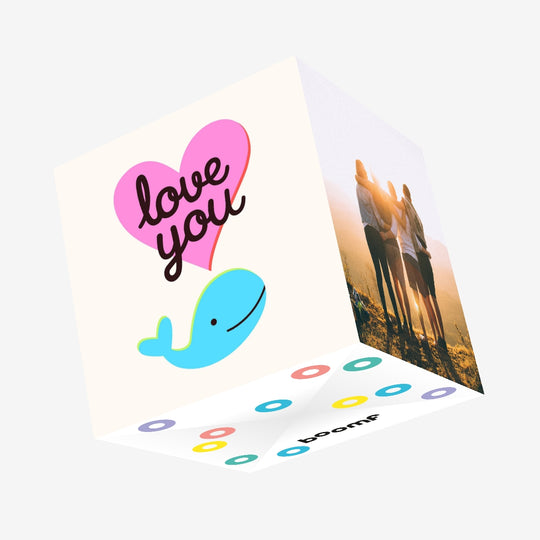 Love You Cute Blue Whale Confetti-exploding Greetings Card