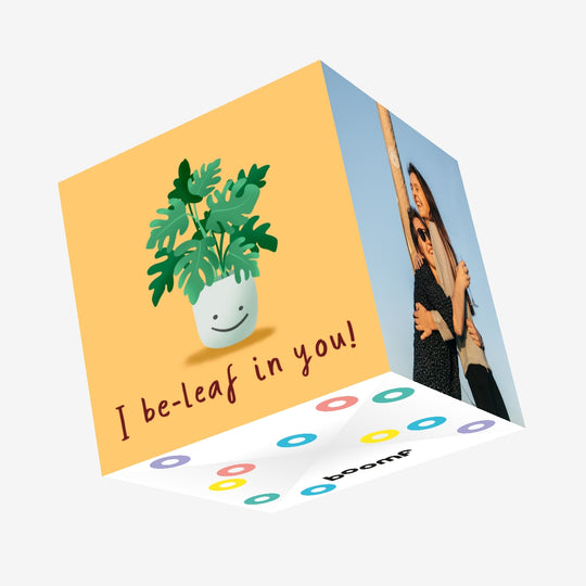 I Be-Leaf In You Cute Monstera Flower Pot Confetti-exploding Greetings Card