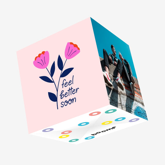 Feel Better Soon Pink Tulips Confetti-exploding Greetings Card