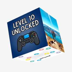 Level 10 Unlocked - 10th Birthday For Gamers Confetti-exploding Greetings Card