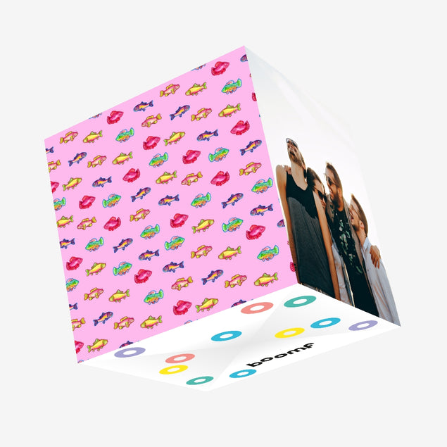 Pink Illustrated Fish Confetti-exploding Greetings Card