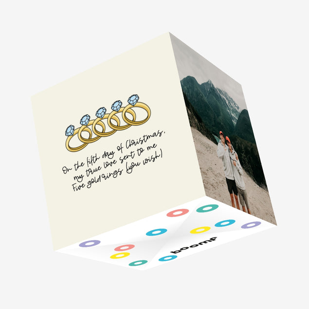 5 Gold Rings 12 Days Of Christmas Confetti-exploding Greetings Card