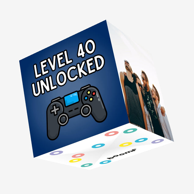Level 40 Unlocked - 40th Birthday For Gamers Confetti-exploding Greetings Card