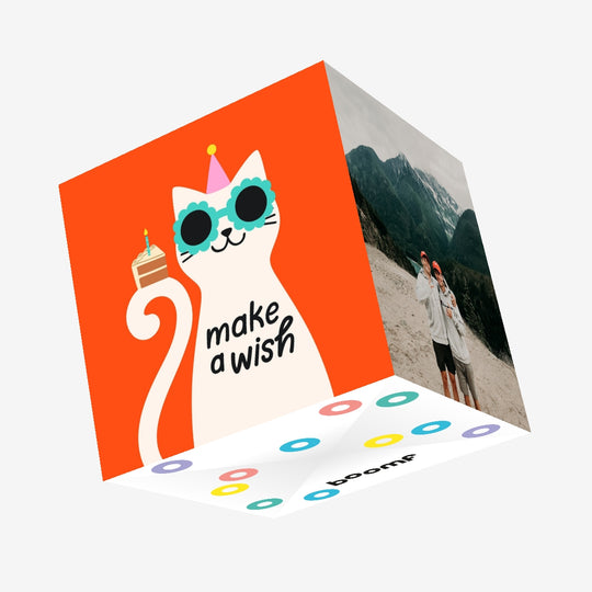 Make A Wish Cat Birthday Confetti-exploding Greetings Card