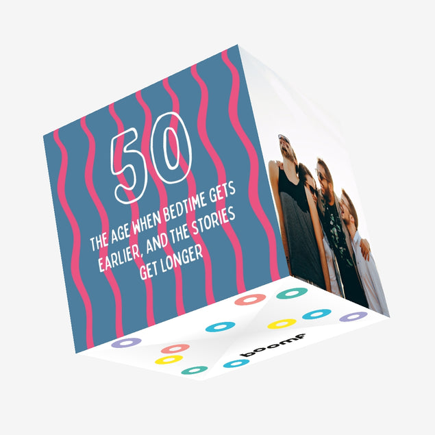 Bedtime Gets Earlier, The Stories Get Longer - 50th Birthday Confetti-exploding Greetings Card