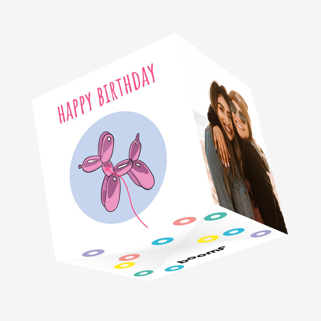 Balloon Dog Birthday Confetti-exploding Greetings Card