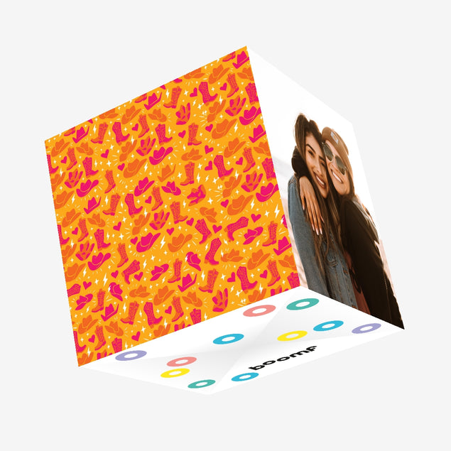 Yellow Illustrated Cowboy Confetti-exploding Greetings Card