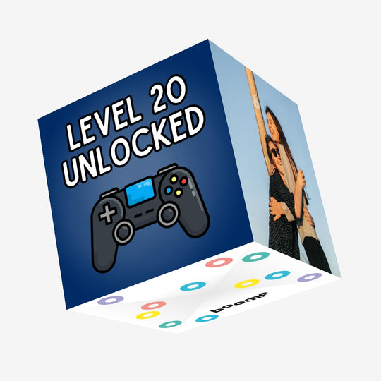 Level 20 Unlocked - 20th Birthday For Gamers Confetti-exploding Greetings Card