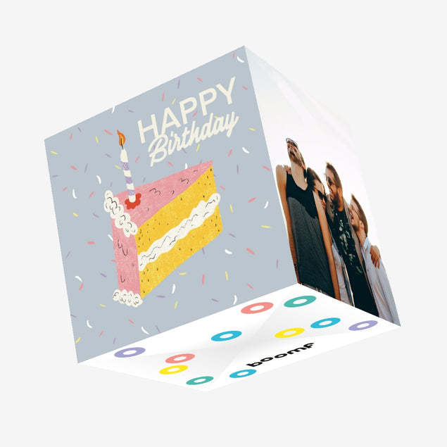Happy Birthday Cake Slice Confetti-exploding Greetings Card