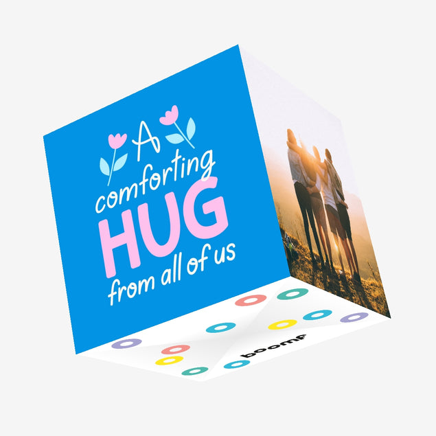 A Comforting Hug From All Of Us Blue Confetti-exploding Greetings Card