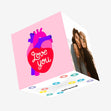 Love You Realistic Heart Confetti-exploding Greetings Card