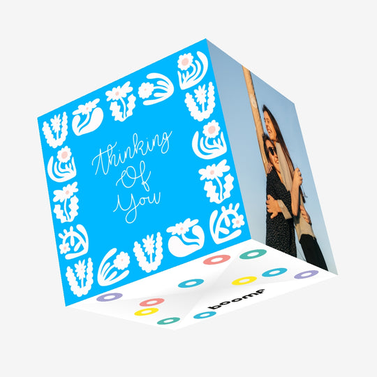 Blue Floral Thinking Of You Confetti-exploding Greetings Card