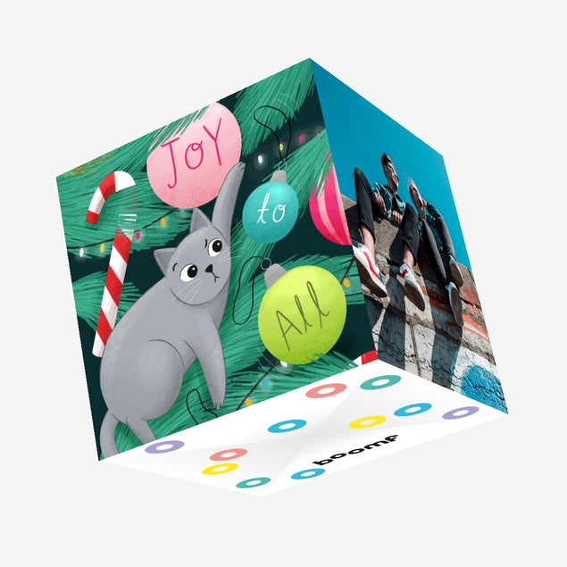 Joy To All Cute Cat Christmas Confetti-exploding Greetings Card