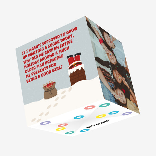 Funny Sugar Daddy Christmas card for spouse or partner Confetti-exploding Greetings Card