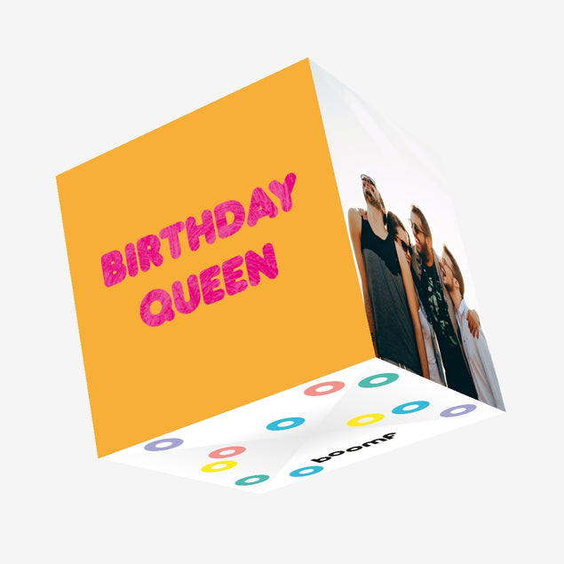Birthday Queen - Minimalistic Confetti-exploding Greetings Card