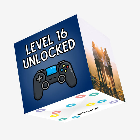 Level 16 Unlocked - 16th Birthday For Gamers Confetti-exploding Greetings Card