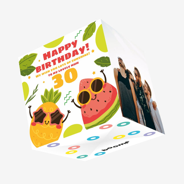 Happy 30th Birthday Lovely Mum Confetti-exploding Greetings Card