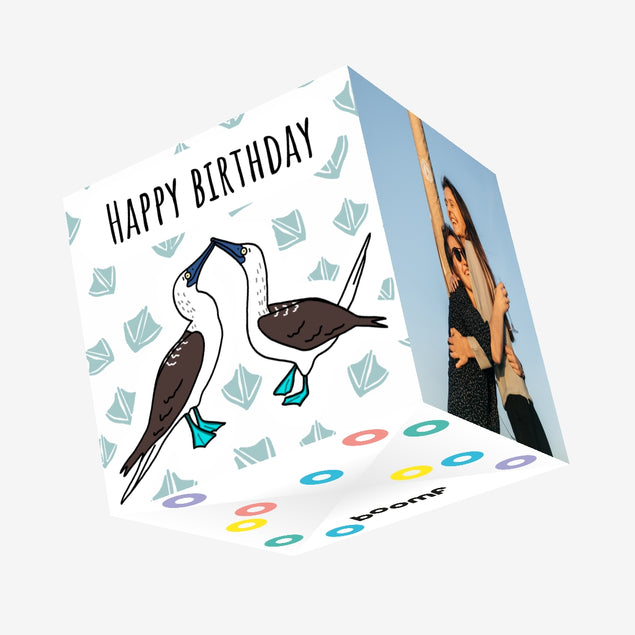 Blue Footed Boobies Birthday Confetti-exploding Greetings Card