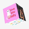 Love You Wildly Cute Cat Pink Confetti-exploding Greetings Card