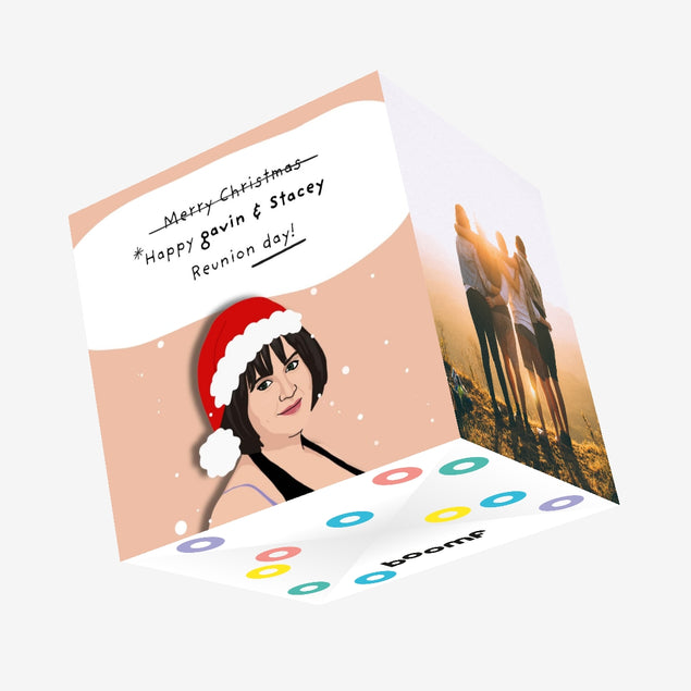 Nessa from Gavin and Stacey, Barry Island, Welsh, Funny British Comedy, Christmas , For her, For him, For friends, For Christmas Confetti-exploding Greetings Card