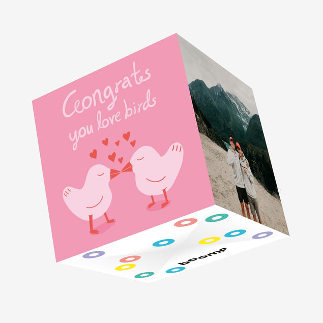 Congrats You Love Birds Pink Confetti-exploding Greetings Card